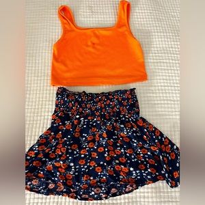 Girls 2 piece outfit set skirt and top